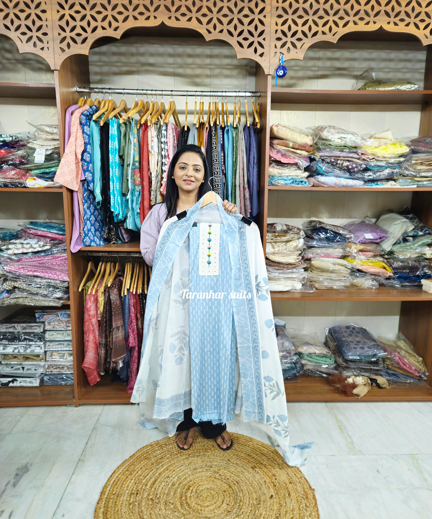 Women’s Pure Cotton Suit Material-Blue