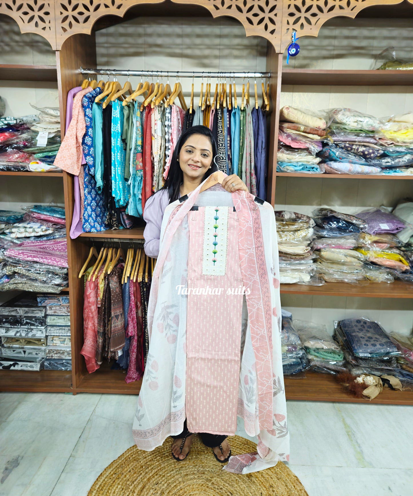 Women’s Pure Cotton Unstiched Suits -Pink