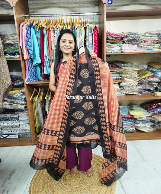 Bagru Art Salwar Suit With Dupatta