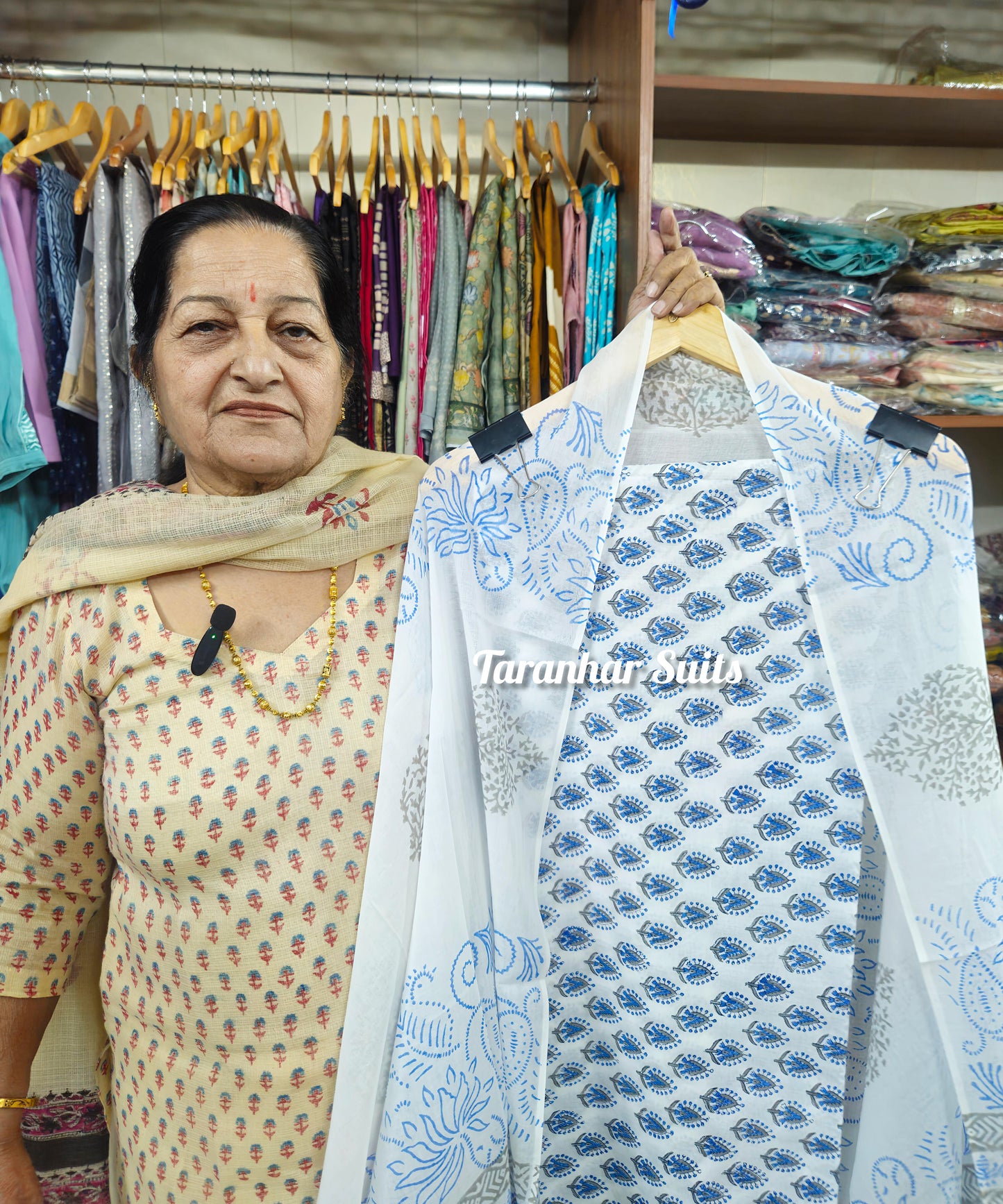 Sky Blue Handblock Printed Cotton Suit Material