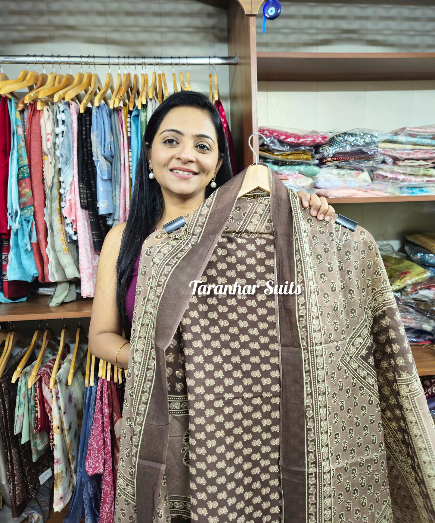 Traditonal Handblock Printed Cotton Suit Material - Unstitched