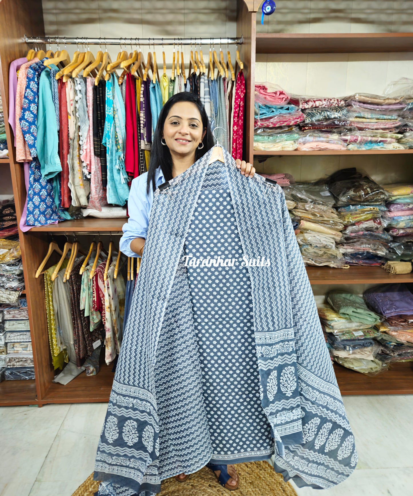 Pure Cotton Handblock Print Unstiched Ladies Suit