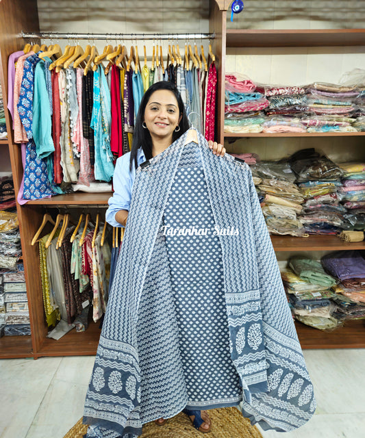 Pure Cotton Handblock Print Unstiched Ladies Suit