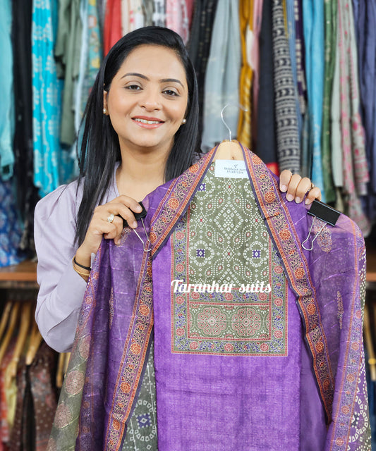 Cotton Silk Unstitched Suit For Women's