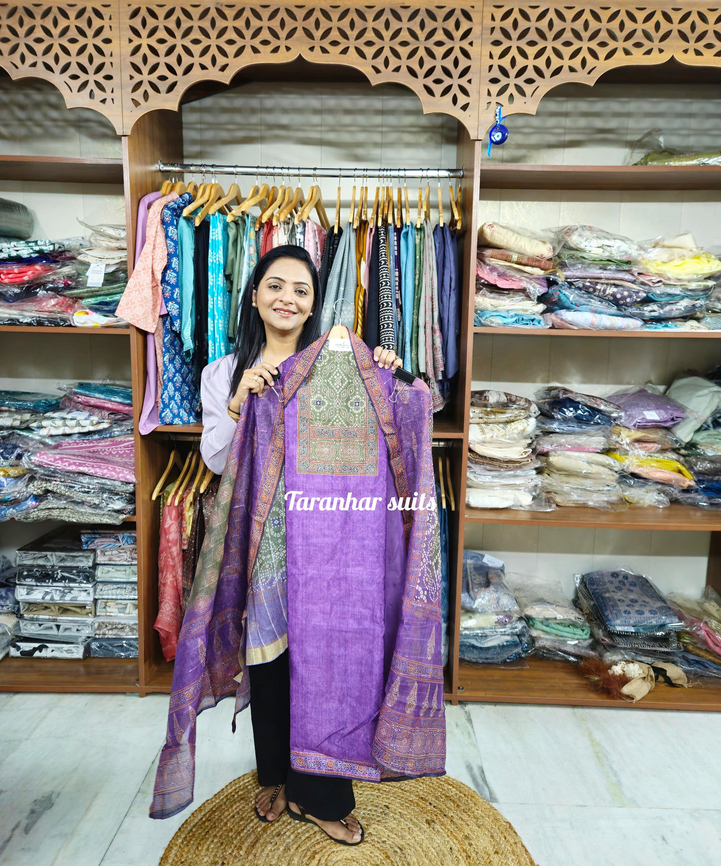 Cotton Silk Unstitched Suit For Women's