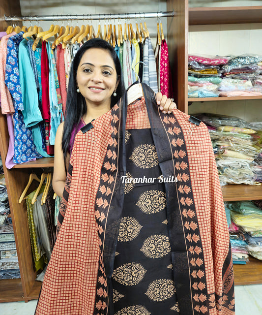 Bagru Art Salwar Suit With Dupatta