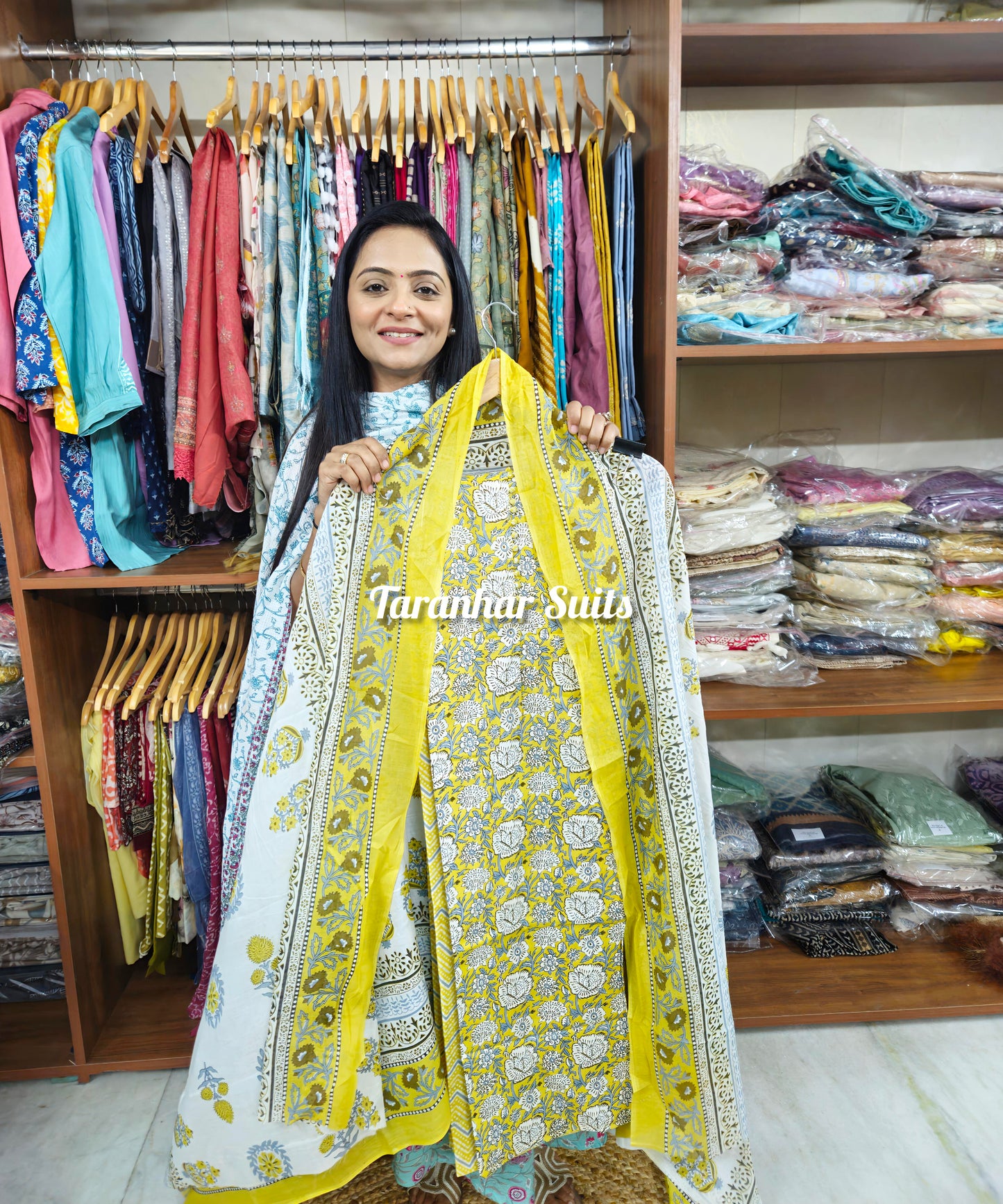 Pure Cotton Suits With Cotton Dupatta - Yellow