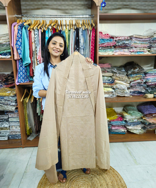 Premium Mulcotton 3pcs Chikankari Suit For Women