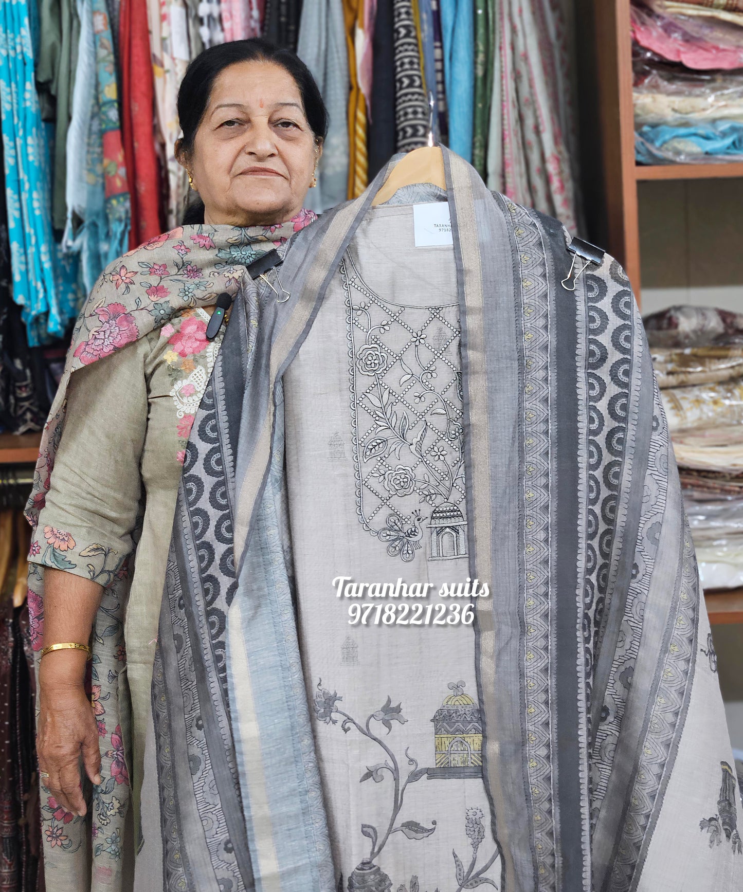 Chanderi Cotton 3 piece Suit With Embroidery Work