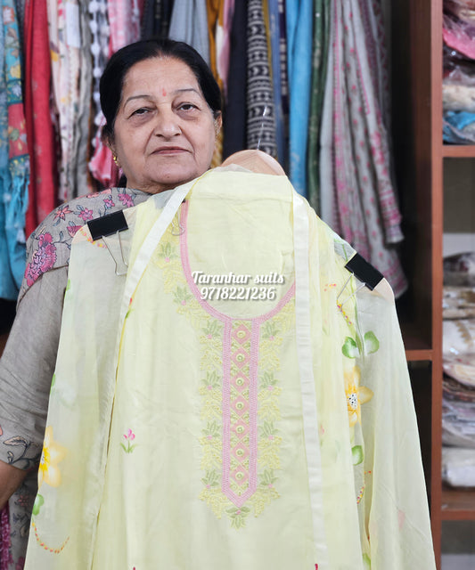 Pure Mulcotton Suit For Women And Ladies - Yellow