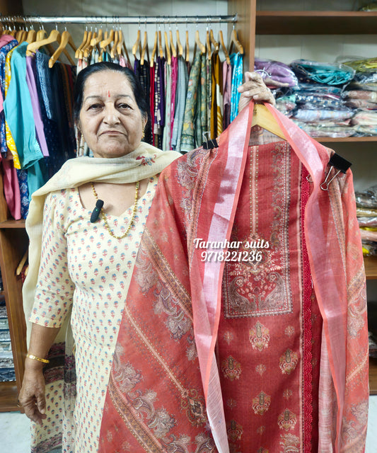 Designer Jamdani Cotton Unstitched Suit